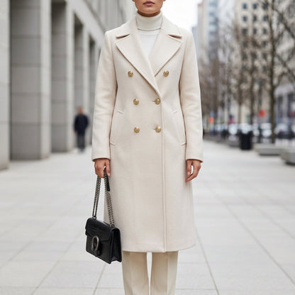 Women's Wool Blend Double-Breasted Longline Coat – Marcelle