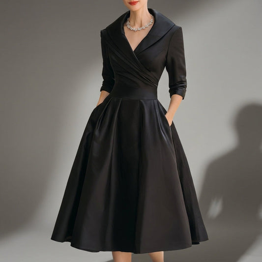 Women's A-Line Midi Dress Vintage Style Comfortable Fit – Celeste