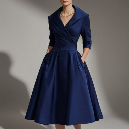 Women's A-Line Midi Dress Vintage Style Comfortable Fit – Celeste