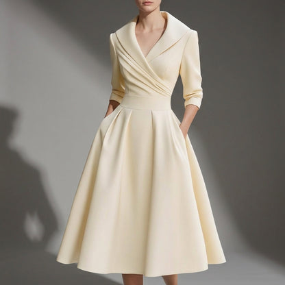 Women's A-Line Midi Dress Vintage Style Comfortable Fit – Celeste