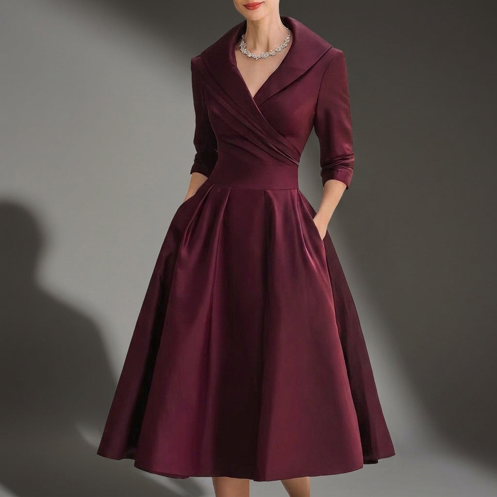 Women's A-Line Midi Dress Vintage Style Comfortable Fit – Celeste