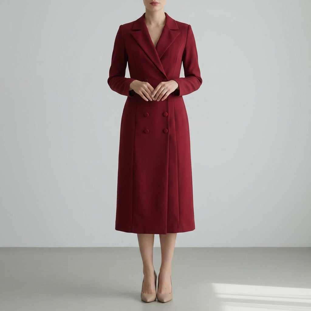 Women's Tailored Blazer Midi Dress Structured Suiting Blend – Elara