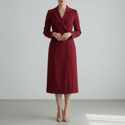 Women's Tailored Blazer Midi Dress Structured Suiting Blend – Elara