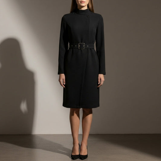 Women’s Asymmetric A-Line Dress With Belted Waist – Celeste