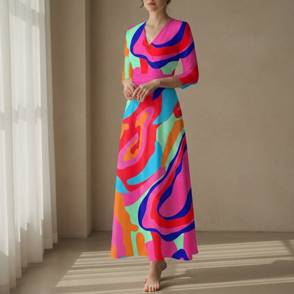 Women's Wrap Maxi Dress Lightweight Printed Elegant – Marlowe