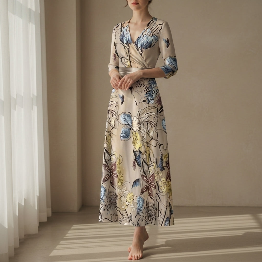 Women's Wrap Maxi Dress Lightweight Printed Elegant – Marlowe