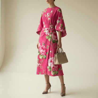 Women's Floral Wide Sleeve Dress Elegant Day-to-Night Style – Elara