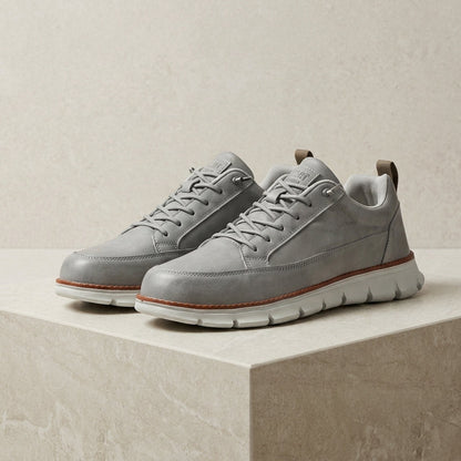 Leather Casual Sneakers in Faux Leather with Lace-Up Closure – Marlowe