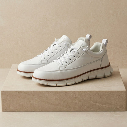 Leather Casual Sneakers in Faux Leather with Lace-Up Closure – Marlowe
