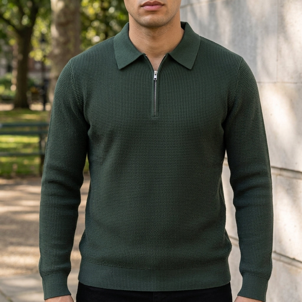 Ribbed Quarter Zip Sweater Soft Fabric Blend – Marlowe