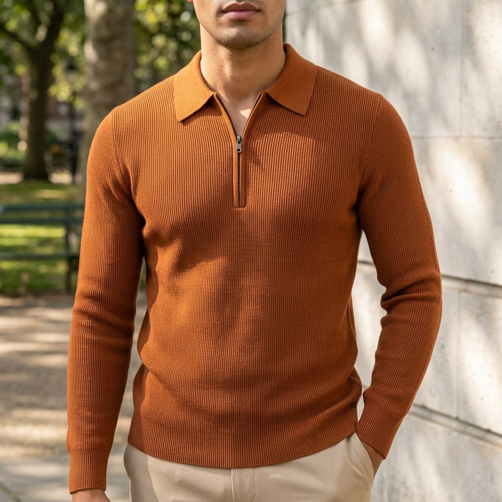 Ribbed Quarter Zip Sweater Soft Fabric Blend – Marlowe