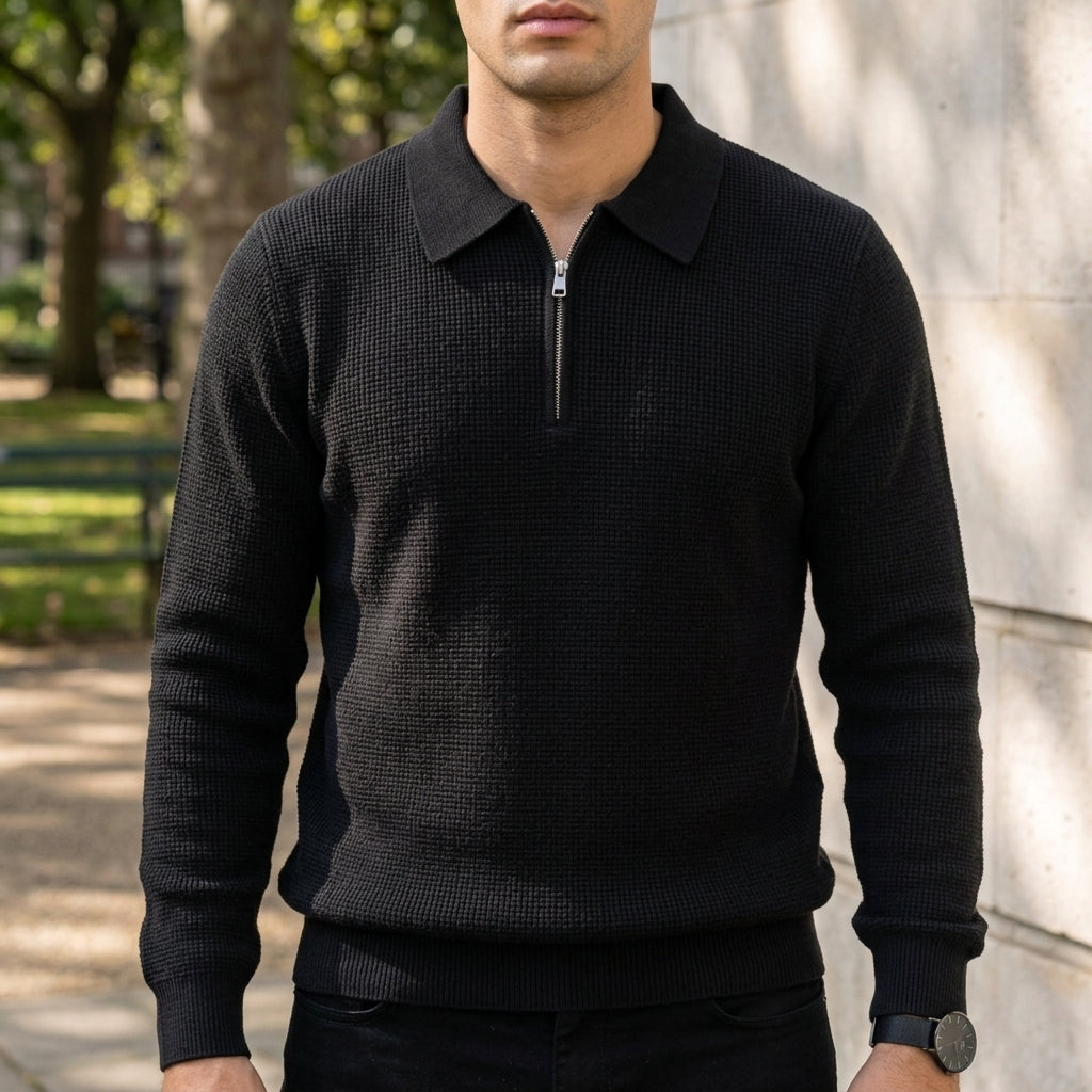 Ribbed Quarter Zip Sweater Soft Fabric Blend – Marlowe