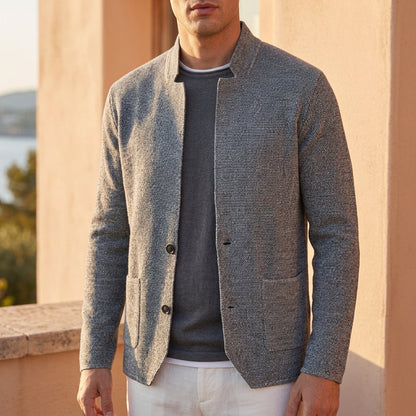 Knit Cardigan with Stand Collar Relaxed Fit – Elara