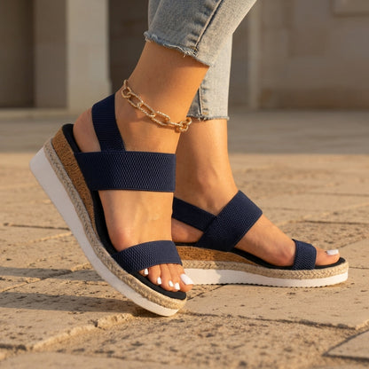 Women’s Platform Espadrille Sandals With Adjustable Strap – Elara
