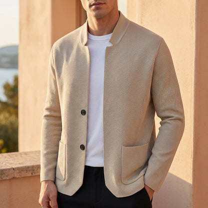Knit Cardigan with Stand Collar Relaxed Fit – Elara