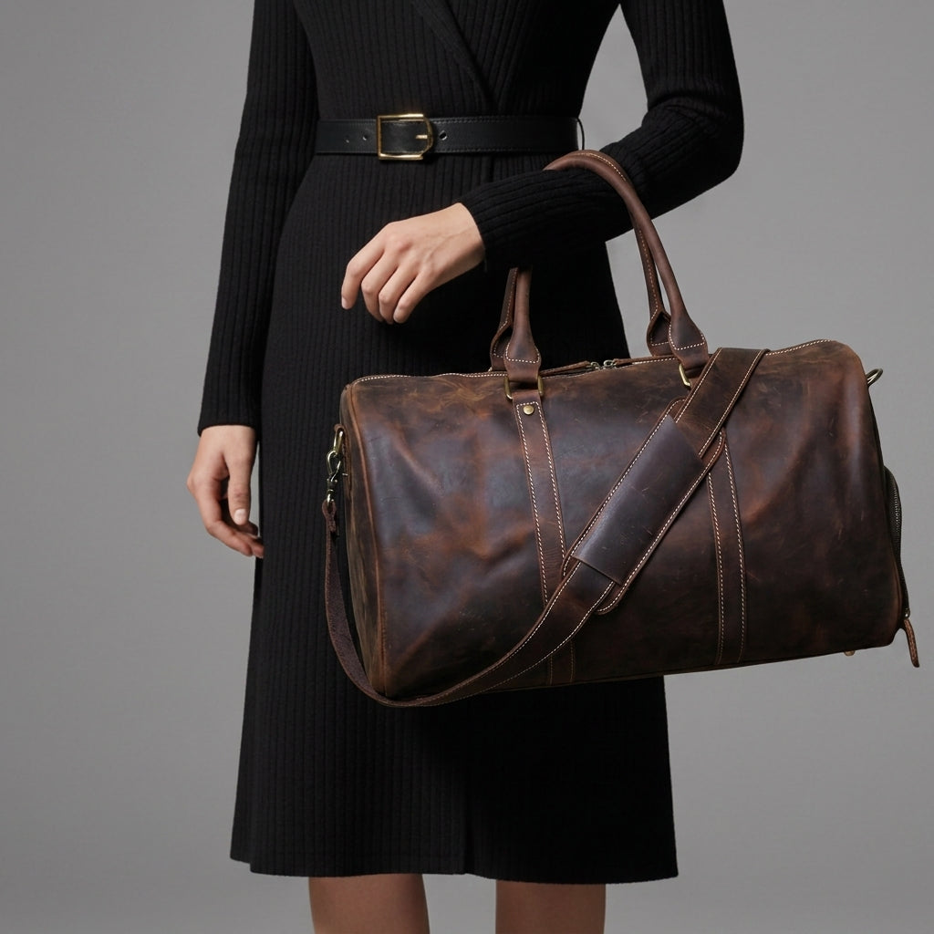 Leather Duffel Bag Spacious Travel Design – Maren