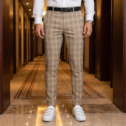 Men's Plaid Chinos Slim Fit Casual Fabric Blend – Alistair