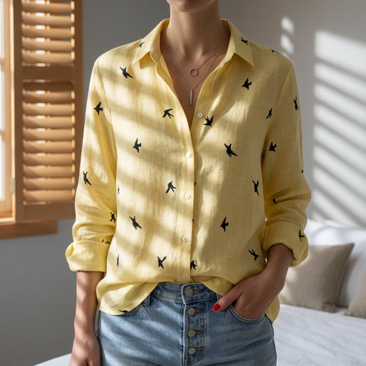 Women’s Linen Blend Blouse Lightweight Relaxed Fit – Maren