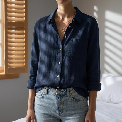 Women’s Linen Blend Blouse Lightweight Relaxed Fit – Maren