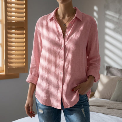Women’s Linen Blend Blouse Lightweight Relaxed Fit – Maren