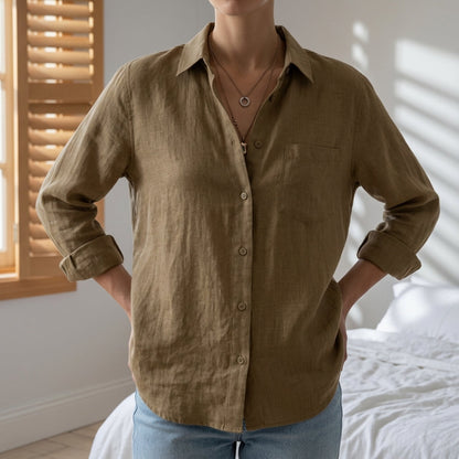 Women’s Linen Blend Blouse Lightweight Relaxed Fit – Maren