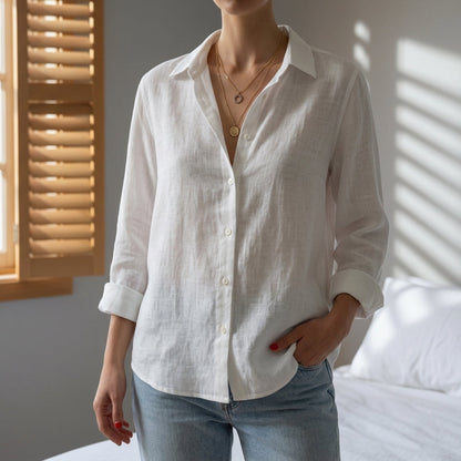 Women’s Linen Blend Blouse Lightweight Relaxed Fit – Maren