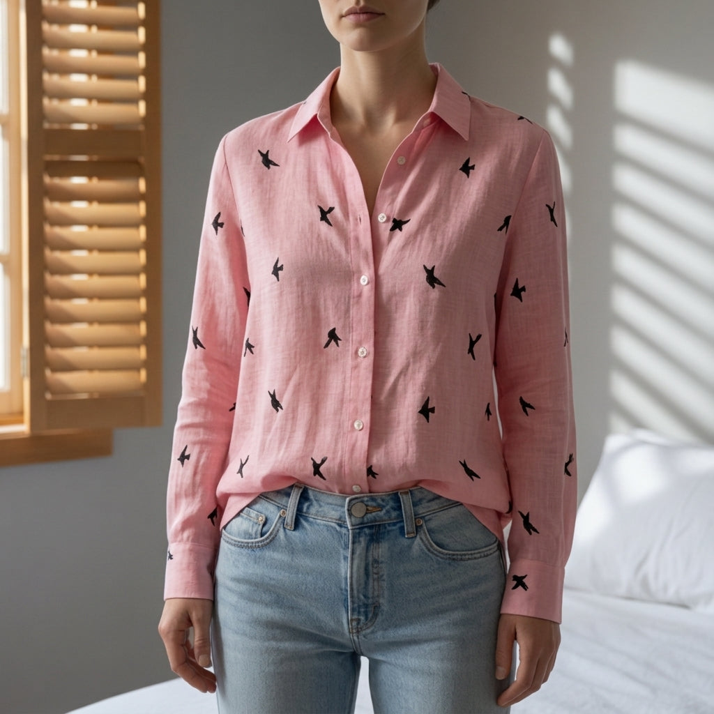 Women’s Linen Blend Blouse Lightweight Relaxed Fit – Maren