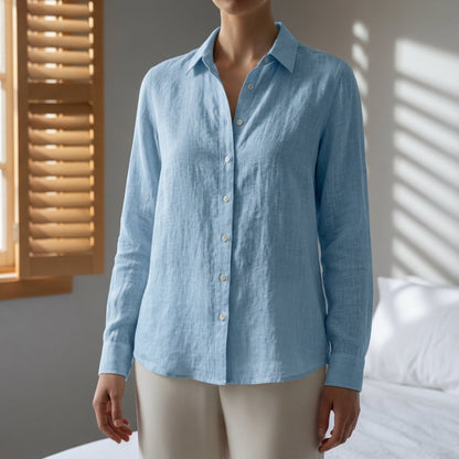 Women’s Linen Blend Blouse Lightweight Relaxed Fit – Maren
