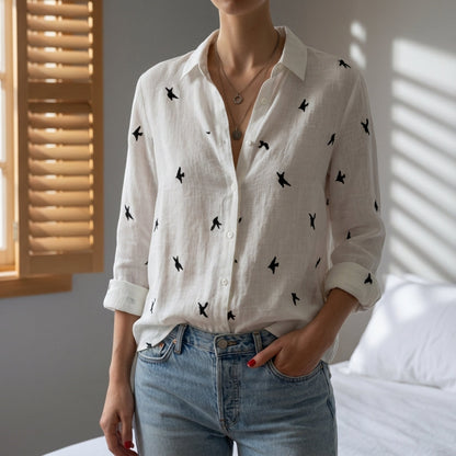 Women’s Linen Blend Blouse Lightweight Relaxed Fit – Maren