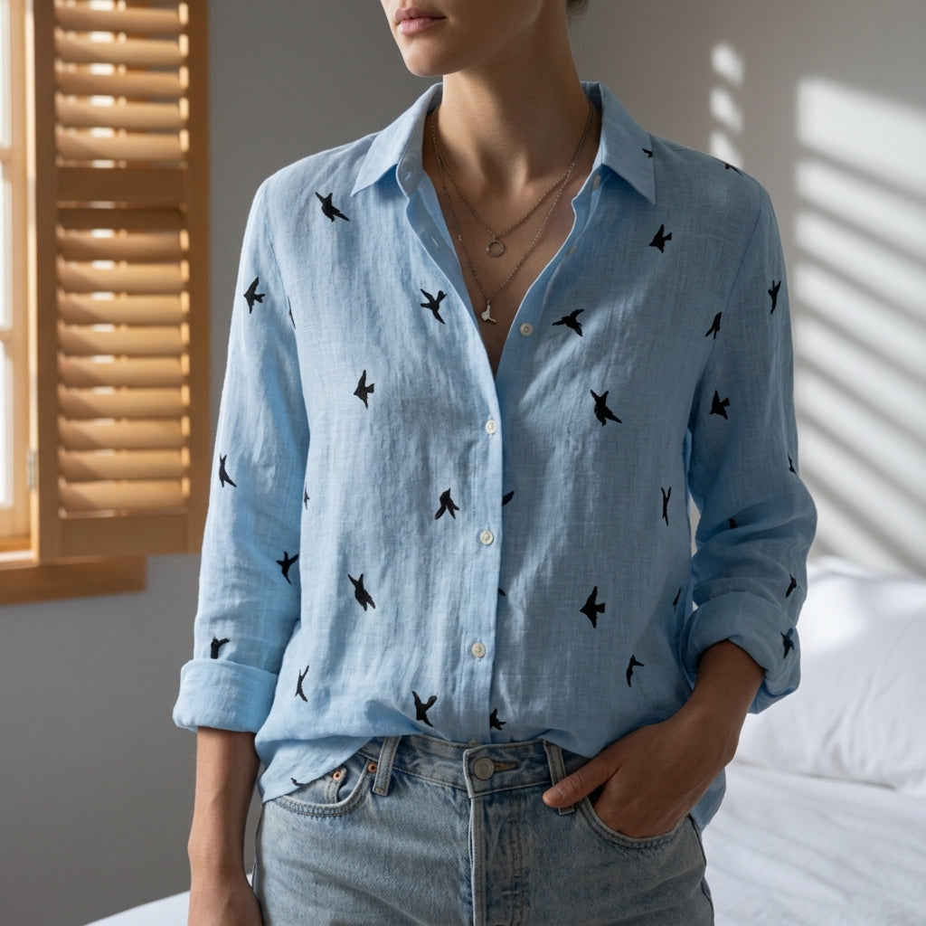 Women’s Linen Blend Blouse Lightweight Relaxed Fit – Maren
