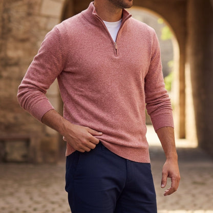 Quarter-Zip Knit Sweater V-Neck Soft Knit Blend – Rowan