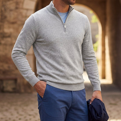 Quarter-Zip Knit Sweater V-Neck Soft Knit Blend – Rowan