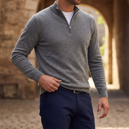 Quarter-Zip Knit Sweater V-Neck Soft Knit Blend – Rowan