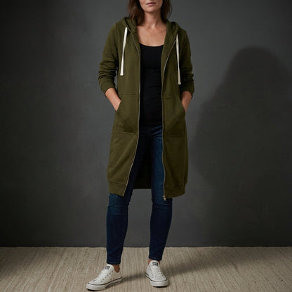 Cotton Blend Oversized Zip Hoodie Relaxed Longline Fit – Marlowe