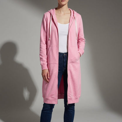 Cotton Blend Oversized Zip Hoodie Relaxed Longline Fit – Marlowe