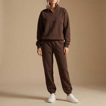 Cotton Blend Quarter-Zip Tracksuit Set Modern Fit – Alessio