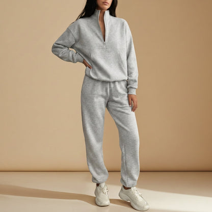 Cotton Blend Quarter-Zip Tracksuit Set Modern Fit – Alessio