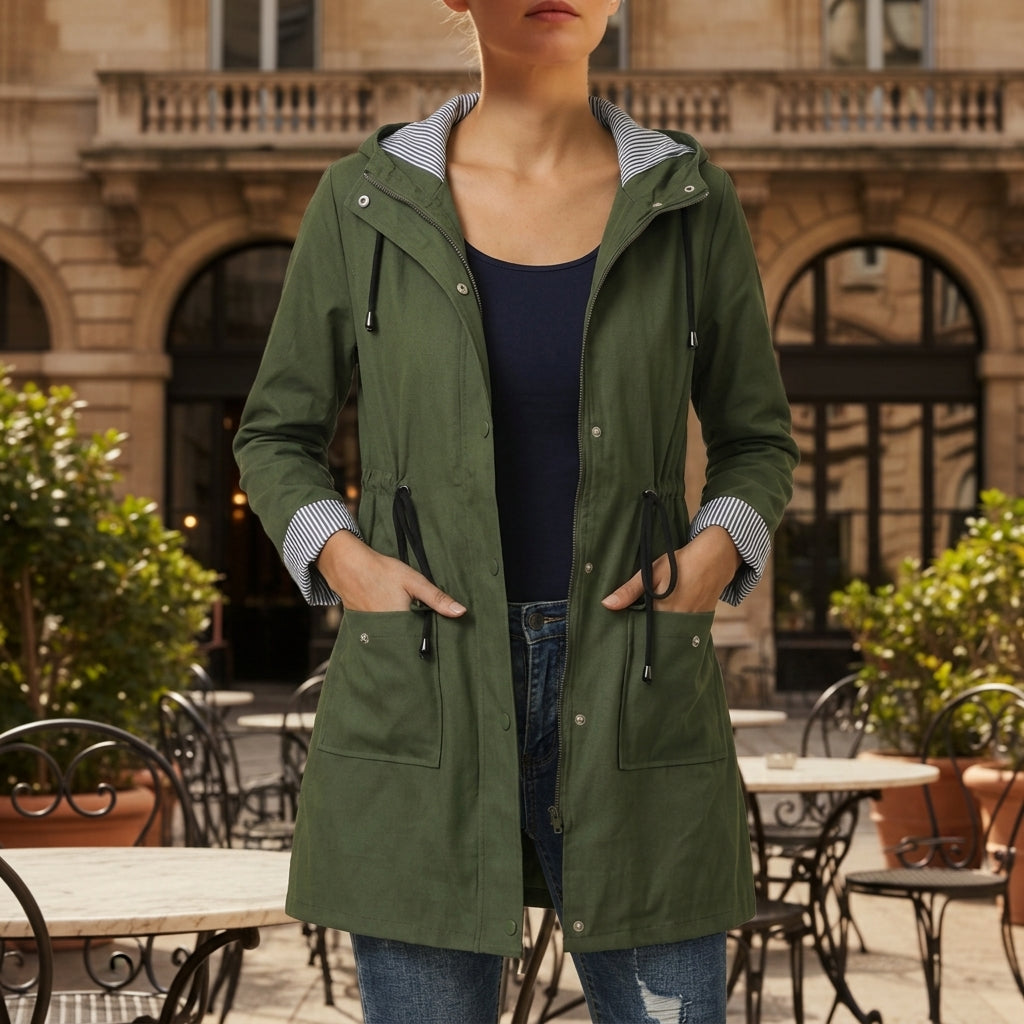 Hooded Rain Jacket Water Resistant Lightweight Polyester – Selene