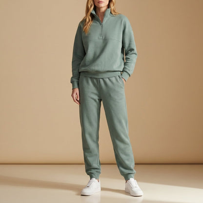 Cotton Blend Quarter-Zip Tracksuit Set Modern Fit – Alessio