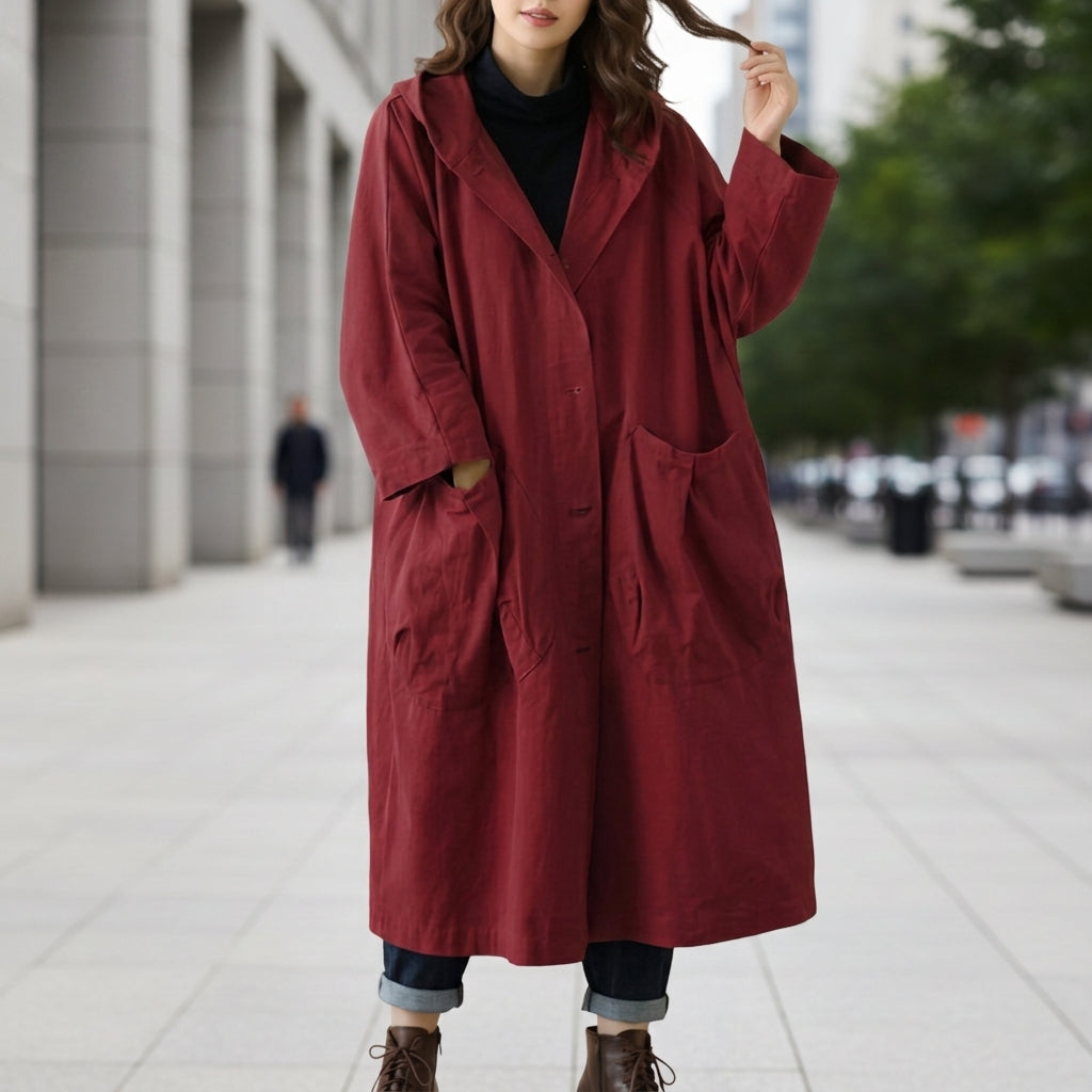 Women's Oversized Hooded Windbreaker Coat Water Resistant – Elara
