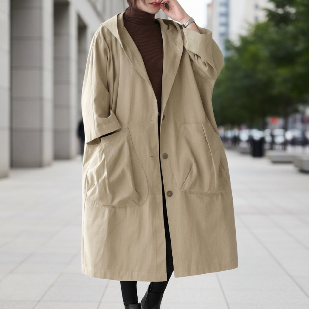 Women's Oversized Hooded Windbreaker Coat Water Resistant – Elara