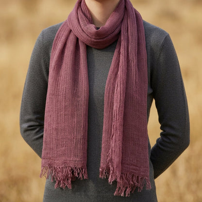 Lightweight Frayed Edge Scarf Soft Draped Style – Elara