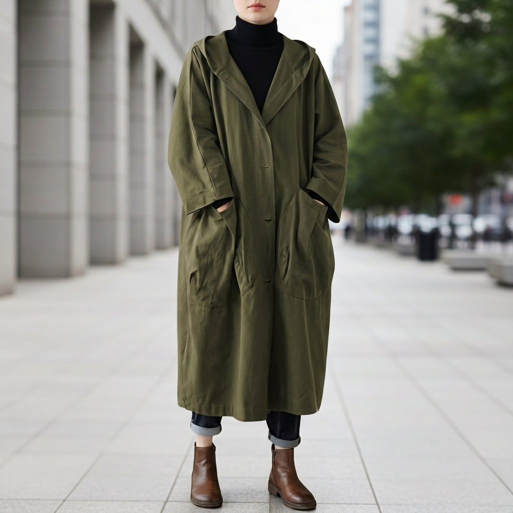 Women's Oversized Hooded Windbreaker Coat Water Resistant – Elara