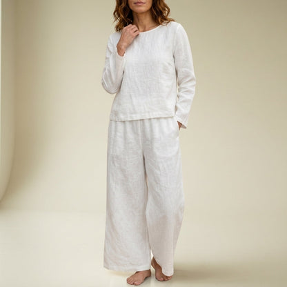 Women’s Linen Blend Wide-Leg Two-Piece Set Relaxed Fit – Elara