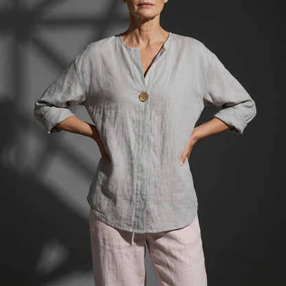 Women's Linen Button Blouse Breathable Elegant Style – Marielle