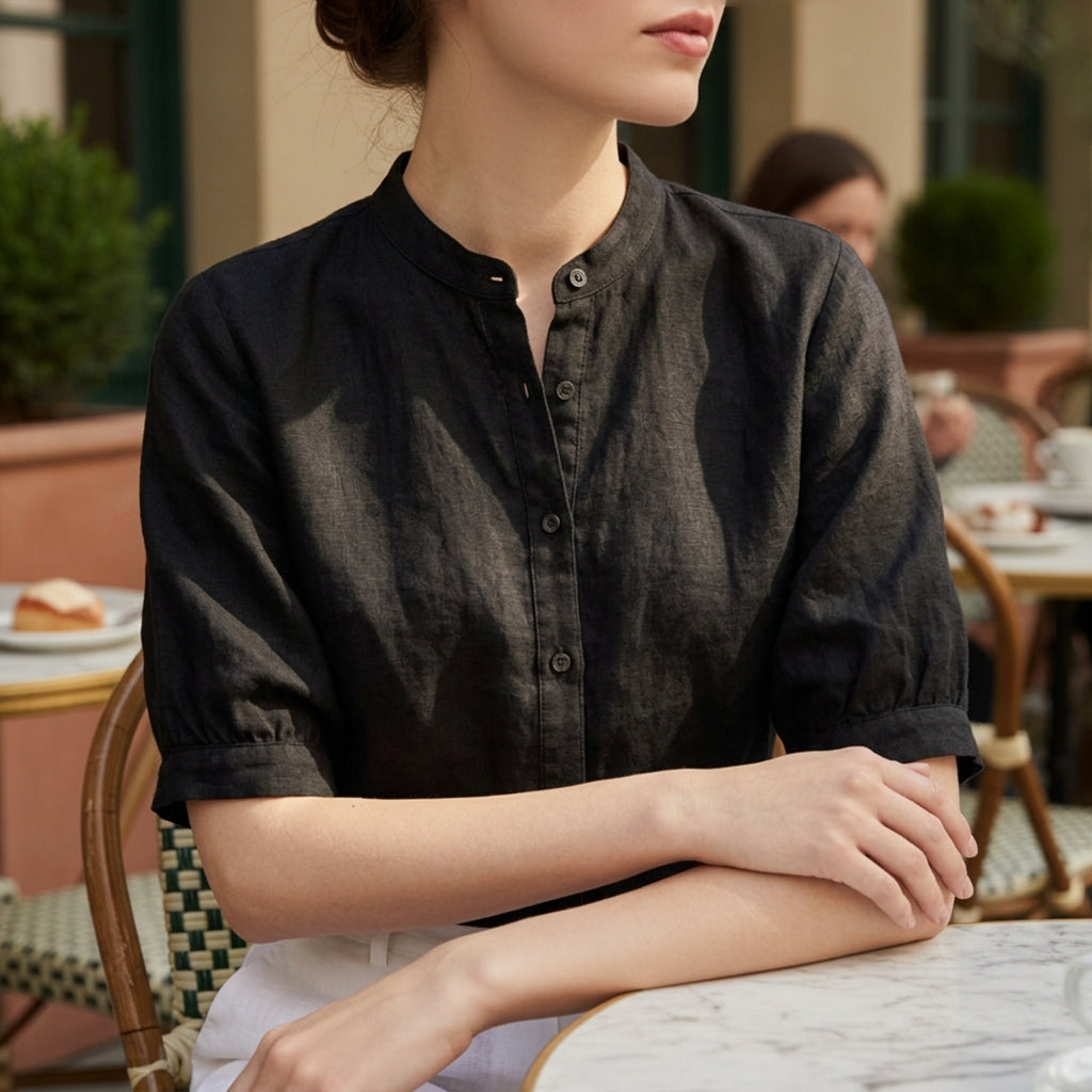 Women's Linen Blend Blouse Relaxed Fit – Elara