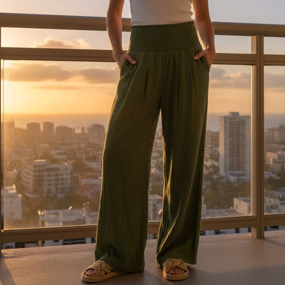 Women's High-Waisted Palazzo Pants Relaxed Fit – Marielle