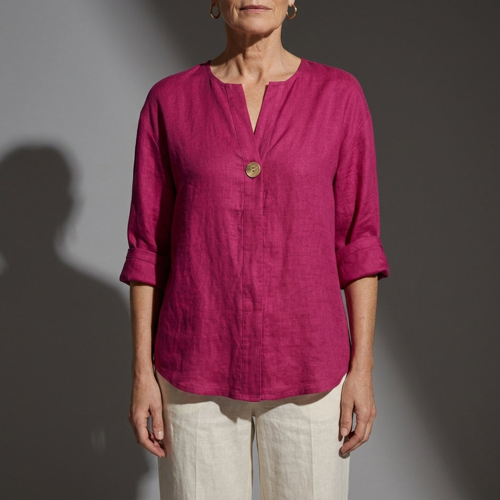 Women's Linen Button Blouse Breathable Elegant Style – Marielle