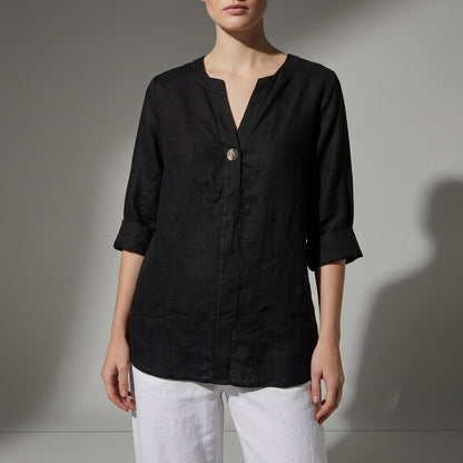Women's Linen Button Blouse Breathable Elegant Style – Marielle