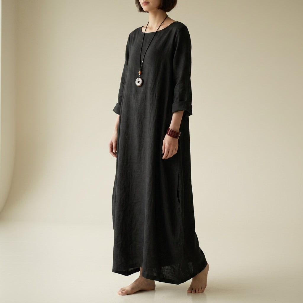 Women's Oversized Boho Maxi Dress Flowing Breathable Fabric – Elara